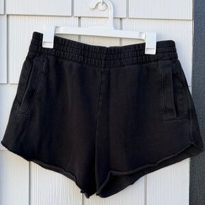 aerie Black Elastic-Waist Sweat Shorts